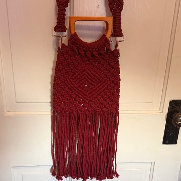 karu-Maru Handmade Handbags - Handcrafted Red Macramé Bag
